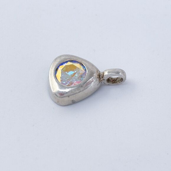Vintage Sterling Silver 925 Rhinestone Triangle Pendant - Picture 4 of 8